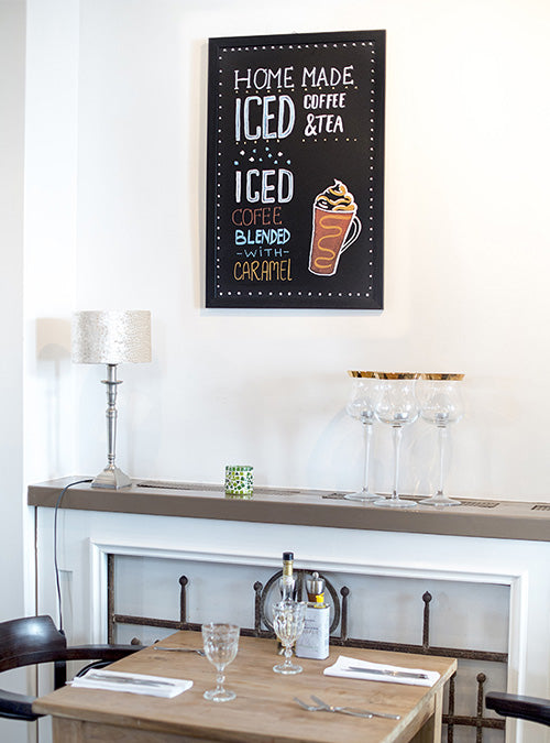Securit Kreidetafel WOODY – 400 × 600 mm – Melamin, Kieferholzrahmen – beidseitig, für Kreidemarker