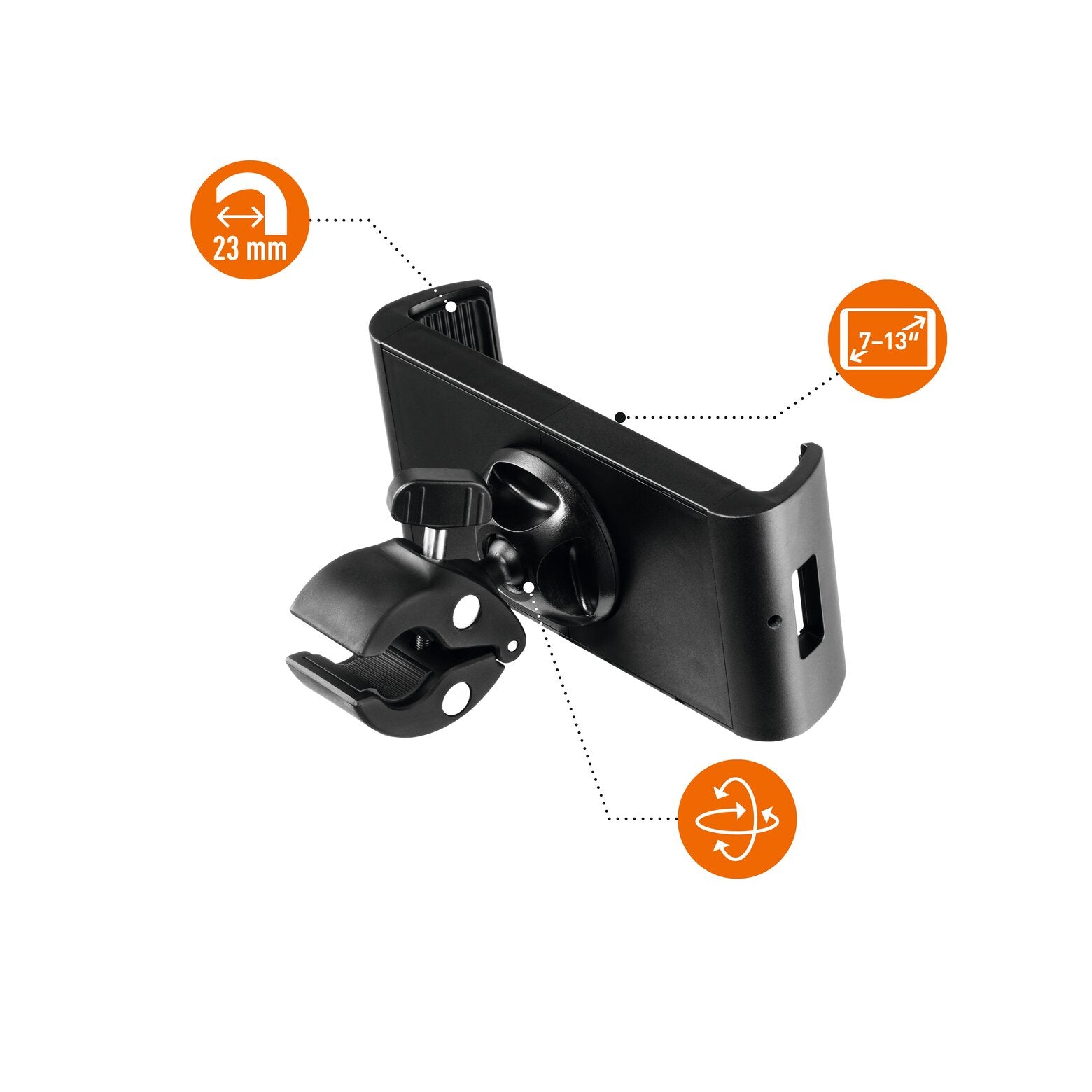 Durable Tablet-Tischhalterung – für 7,0–13,0″, verstellbar 160–275 mm, 360° drehbar – Schwarz