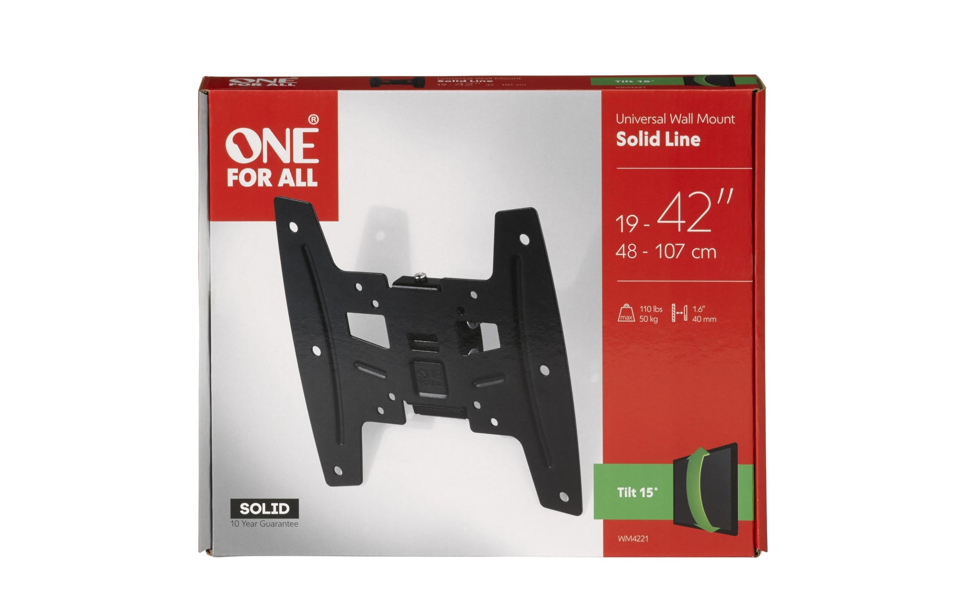 One For All Wandhalterung – Neigbar – 19–43" – VESA 75×75–200×200 – bis 50 kg – WM4221, Schwarz