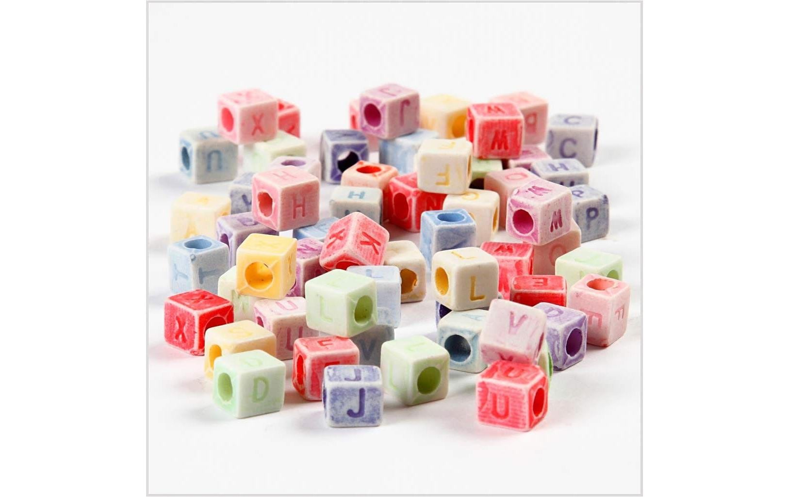 Creativ Company Acrylperlen, quadratisch – mehrfarbig – 6 × 6 × 6 mm, Loch 3 mm – 2'300 Stk.