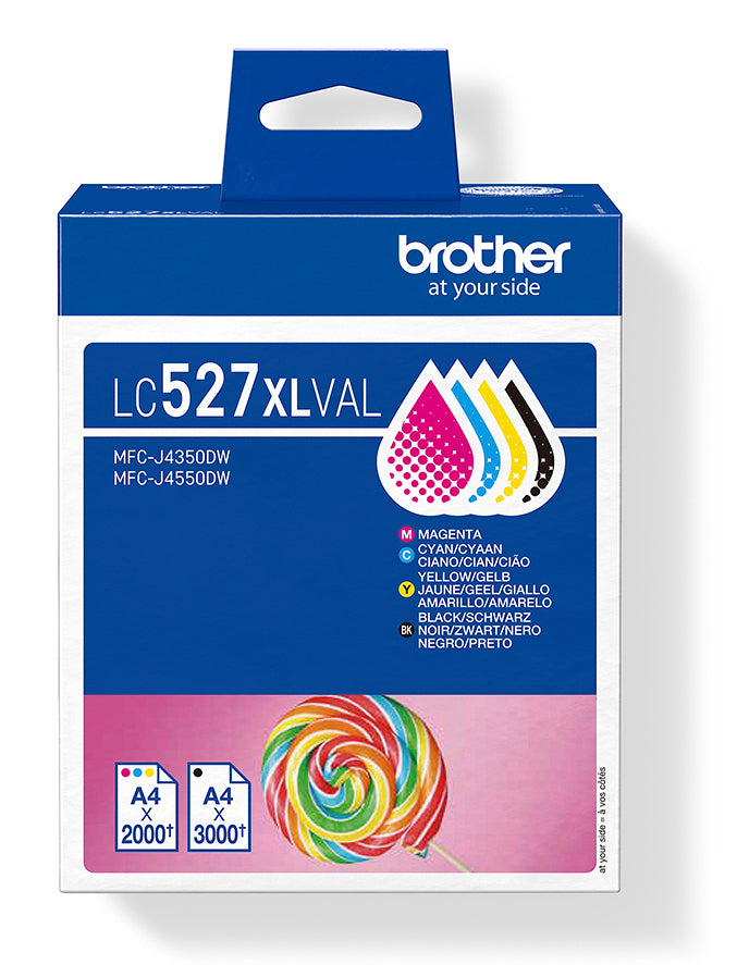 Brother LC527XL Multipack (4er-Pack), CMYK (XL), bis 3000 Seiten, für MFC-J4350DW/MFC-J4550DW