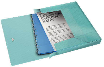 Esselte Colour'ICE Gummibandmappe A4 – Polypropylen (PP), blau, selbstklebendes Rückenschild, bis 350 Blatt