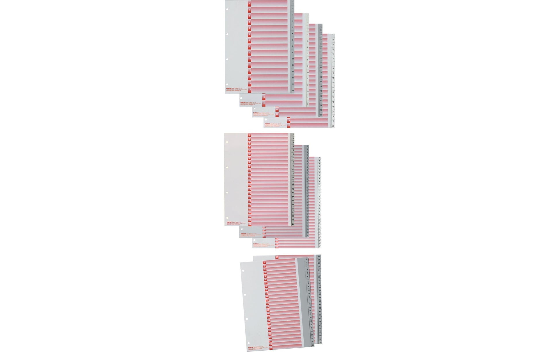 KolmaFlex Register – A4, 15-teilig, PP, grau, nummeriert, mit Indexblatt, 4-fach gelocht