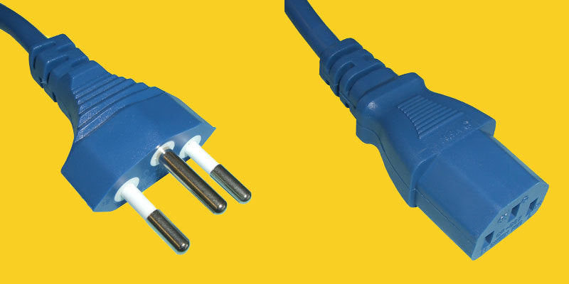 Diggelmann Netzkabel, T12 auf IEC C13, 250 V, 10 A, 5 m, Blau, SPCBLI15-5