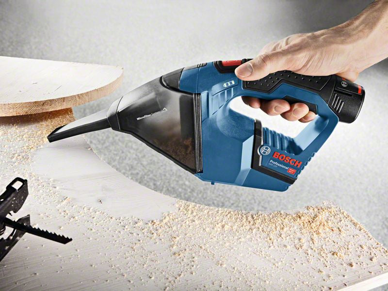 Bosch Professioneller Akku-Handstaubsauger GAS 12V – 3000 mAh, 0,35 l, Akkubetrieb, 12 V