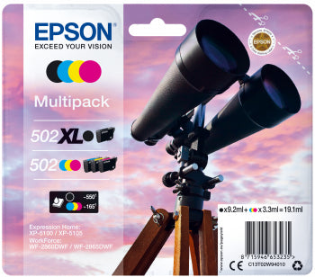 Epson 502XL Tintenpatronen-Multipack, Schwarz/Cyan/Magenta/Gelb (Original) – für Expression Home XP-5105/XP-51