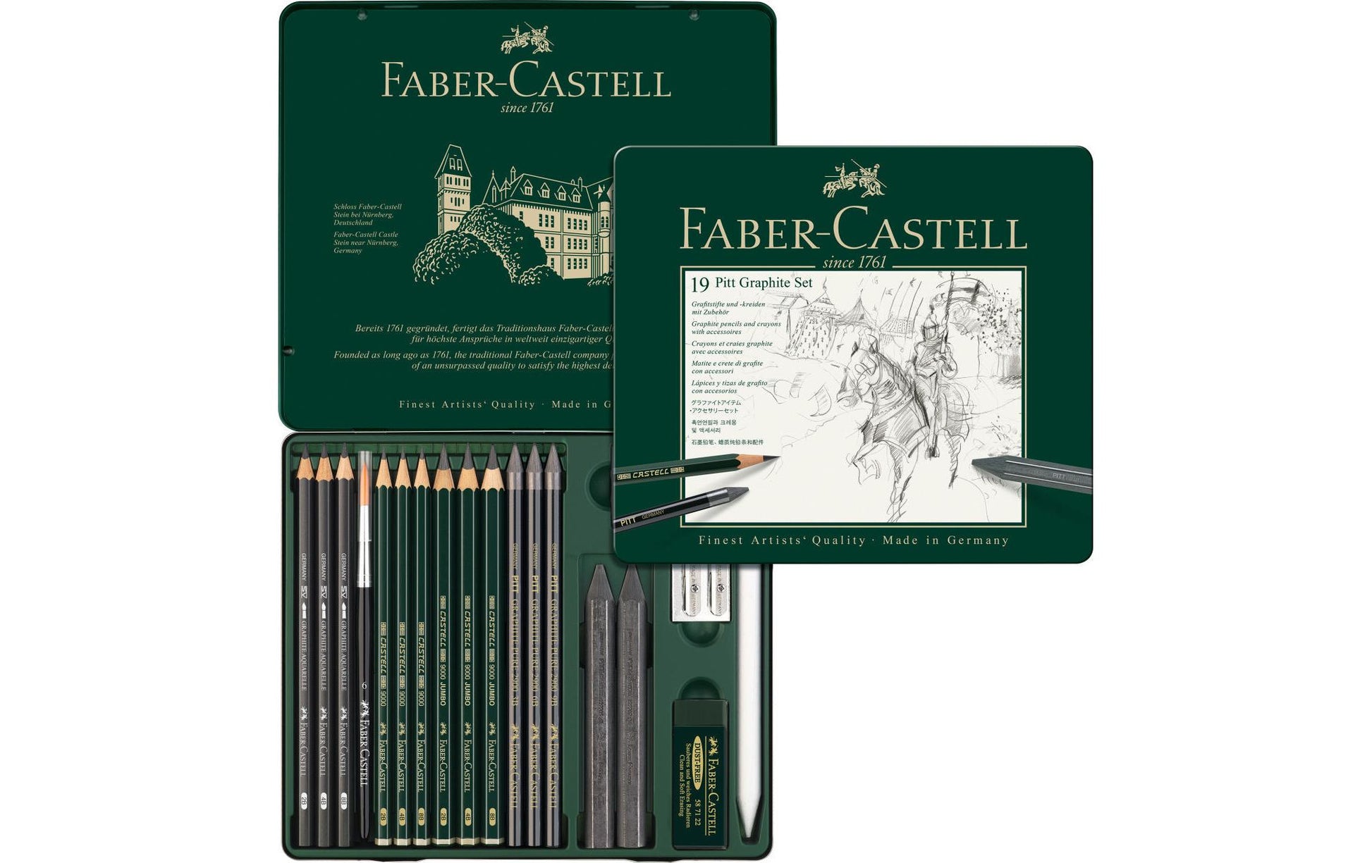 Faber-Castell PITT GRAPHITE Graphit-Set, sortiert, Etui – 19-teilig
