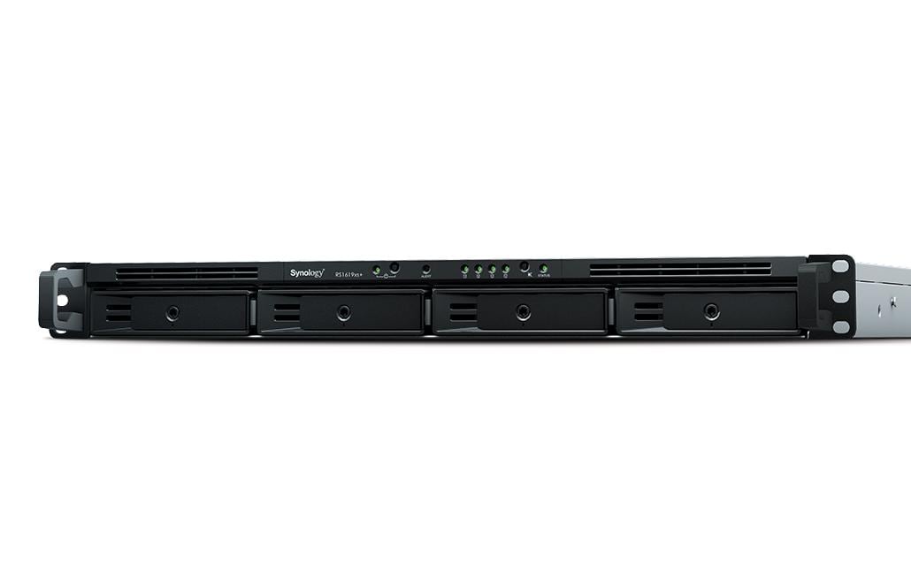 Synology RS1619xs+ – 4-Bay Rack 1U NAS – Intel Xeon D-1527, 8 GB RAM, 1GbE, DSM, redundantes Netzteil