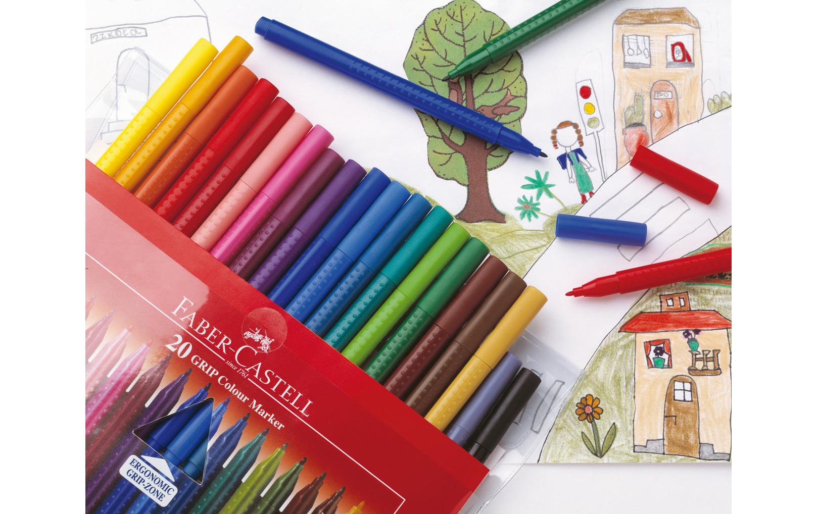 Faber-Castell Fasermaler, Strichbreite 1 mm, auswaschbar, 20 Farben