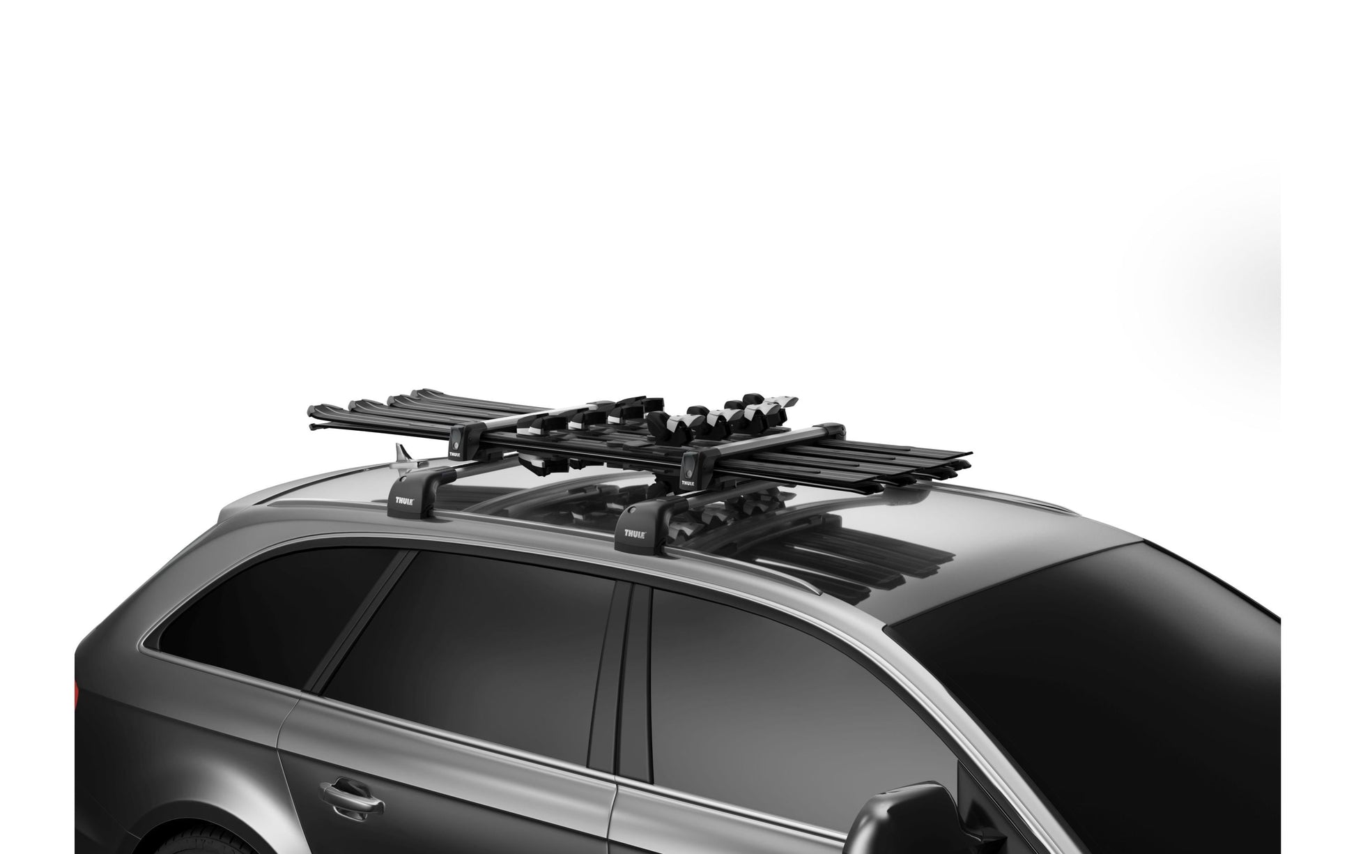 Thule Skiträger SnowPack 7324 – abschliessbar – für WingBar/SlideBar/SquareBar – 4 Ski/2 Snowboards