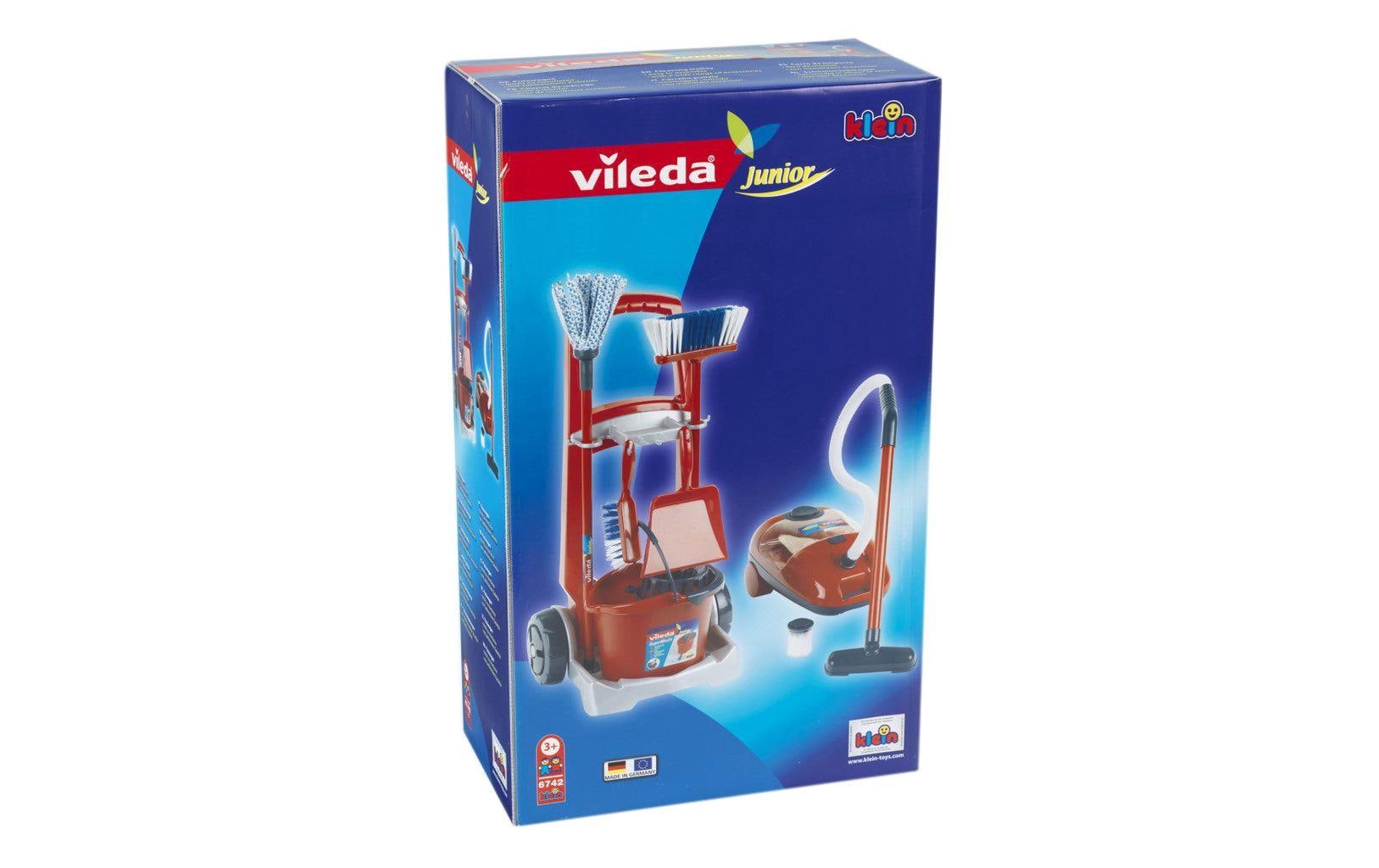 Theo Klein Vileda Putz-Set – Besenwagen und Staubsauger – 24 × 60 × 29 cm – ab 3 J. – Kunststoff, rot