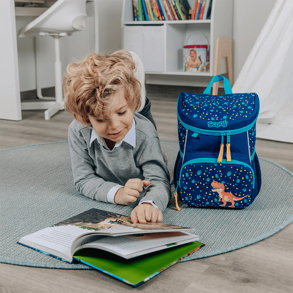 Scooli Kindergartenrucksack – 8 l, wasserabweisend, reflektierend, rPET-Polyester – Dunkelblau, Tiere