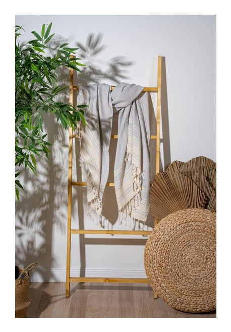 Foutastic Strandtuch New Diamond – 90 × 170 cm, Beige/Hellgrau, 60% Baumwolle/40% Polyester