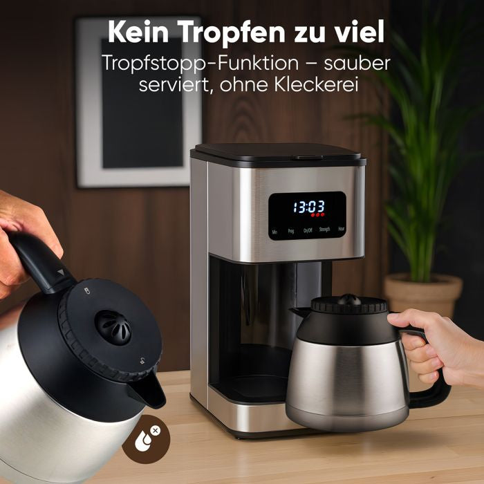 ProfiCook PC-KA 1300 Filterkaffeemaschine – 10 Tassen, 1,2 l, Karaffe, Edelstahl