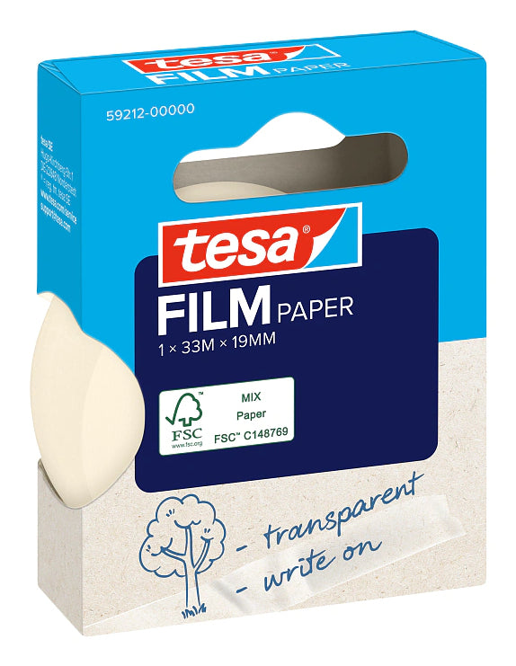 TESA Büro-Klebeband – permanent, klar, Papier, 19 mm × 33 m, 1 Rolle
