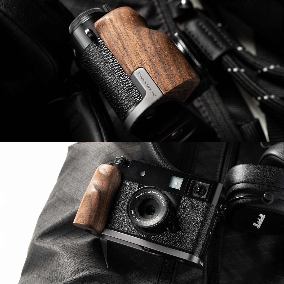 SmallRig 5394 L-Platte – Aluminium mit Holzgriff, 111 × 47 × 56,5 mm – für FUJIFILM X half – Grau
