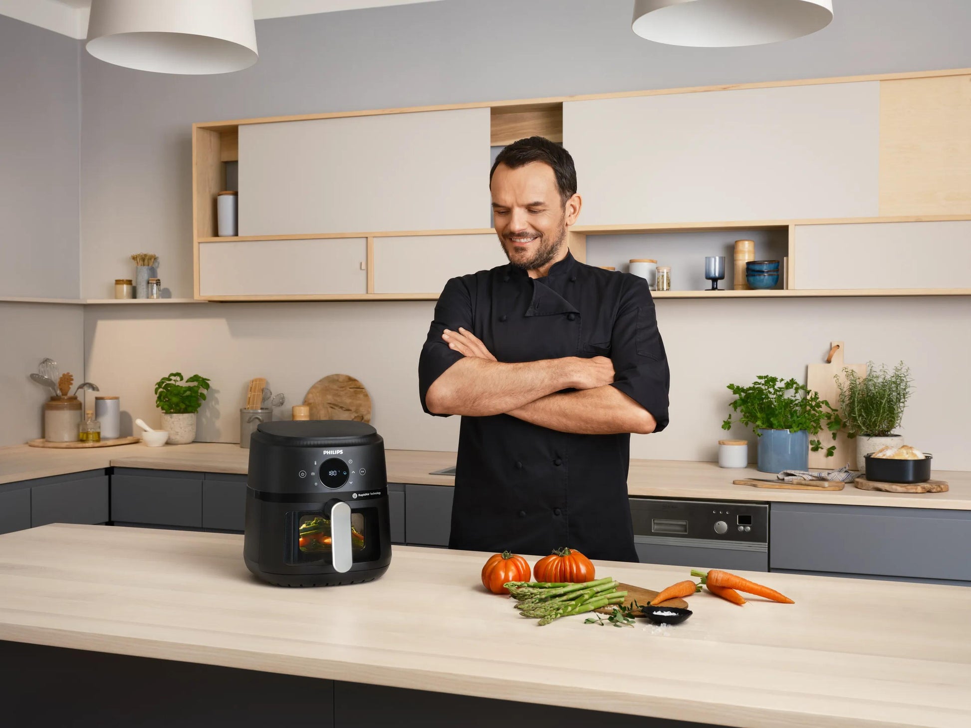 Philips Heissluftfritteuse NA221/00 – 4,2 l, 1500 W – Schwarz/Silber