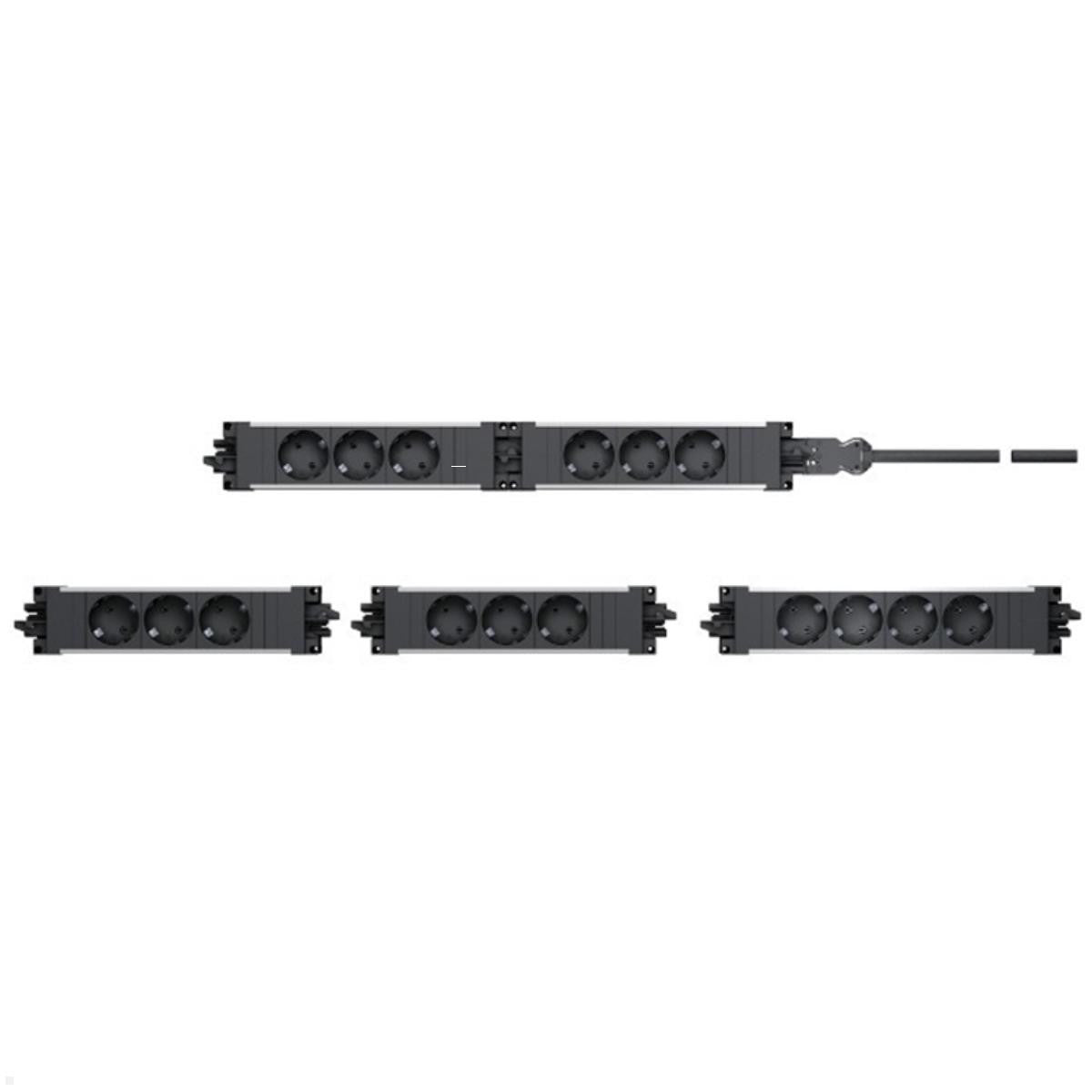 Bachmann STEP ALU Steckdoseneinheit – 2×Schuko (Typ E/F), USB‑A 15 W, Einbau