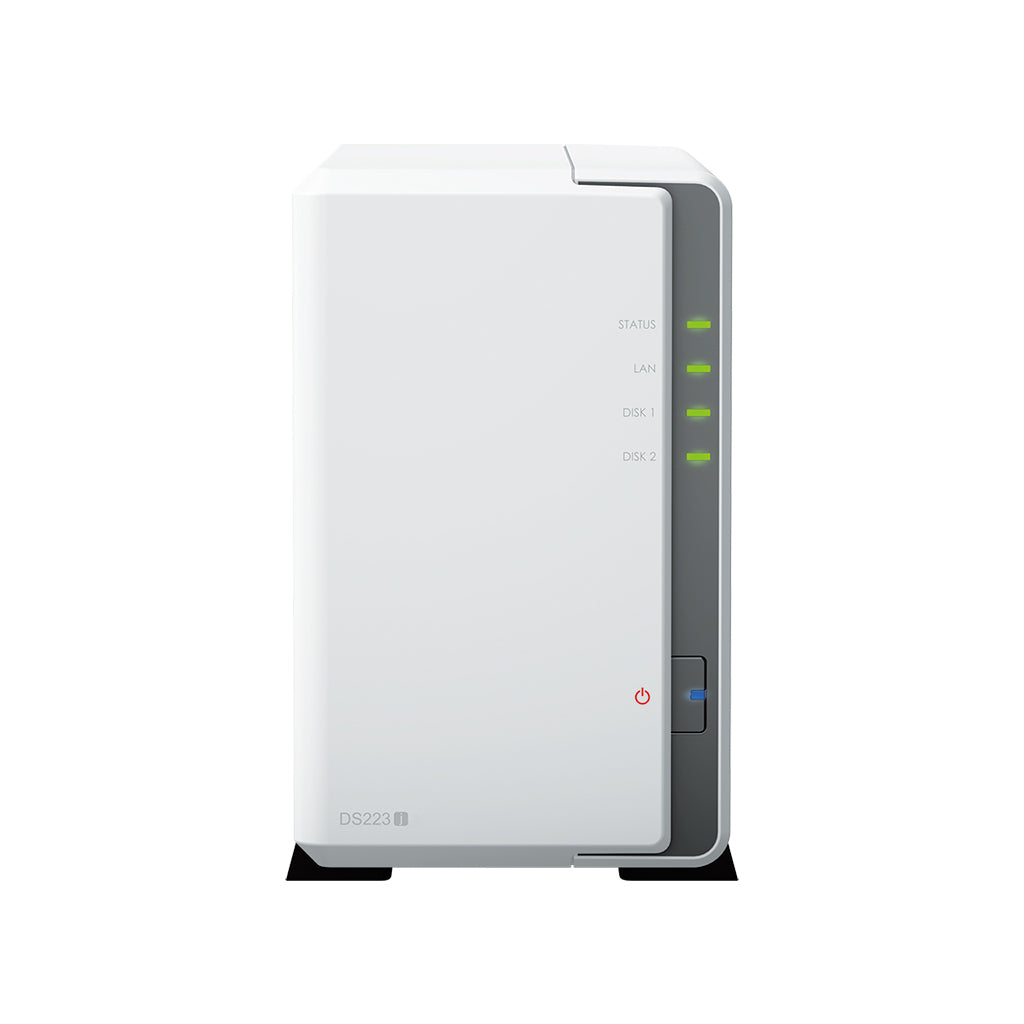 Synology DS223j – 2-Bay Desktop NAS – Realtek RTD1619B, 1 GB RAM, 1GbE, DSM, 12 TB HDD vorinstalliert