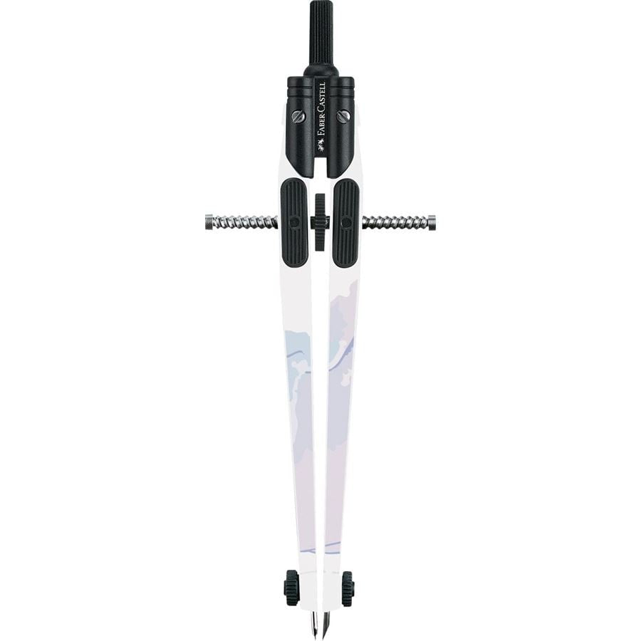 Faber-Castell Schnellverstellzirkel – Länge 170 mm, max. Kreis-Ø 39 cm, im Etui, Schwarz, Silber
