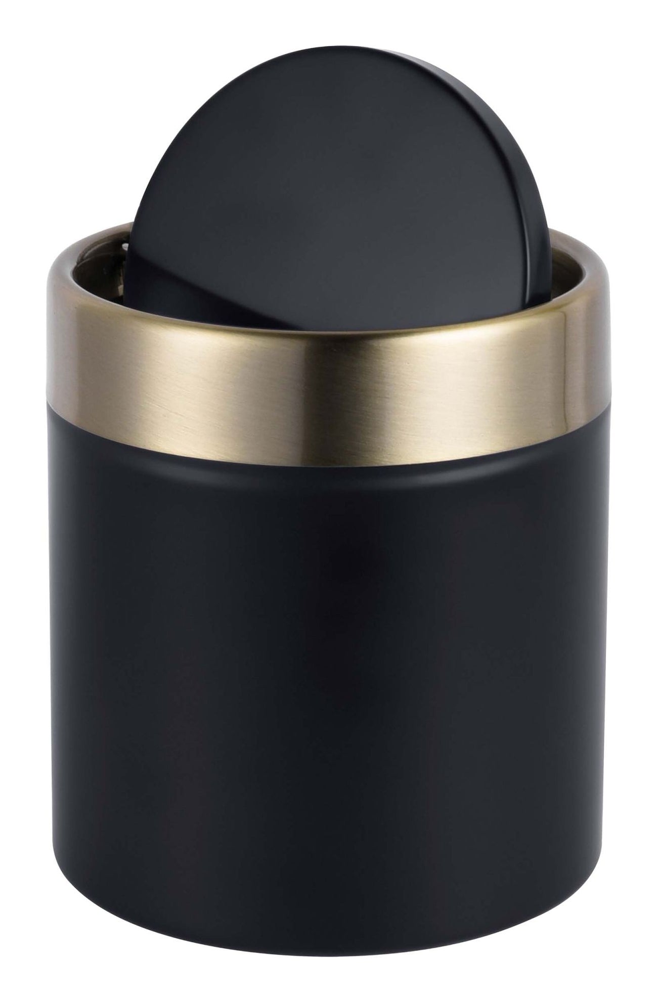 Relaxdays Tischabfalleimer – 1,5 l – Eisen, rund – Gold – Anti-Fingerprint