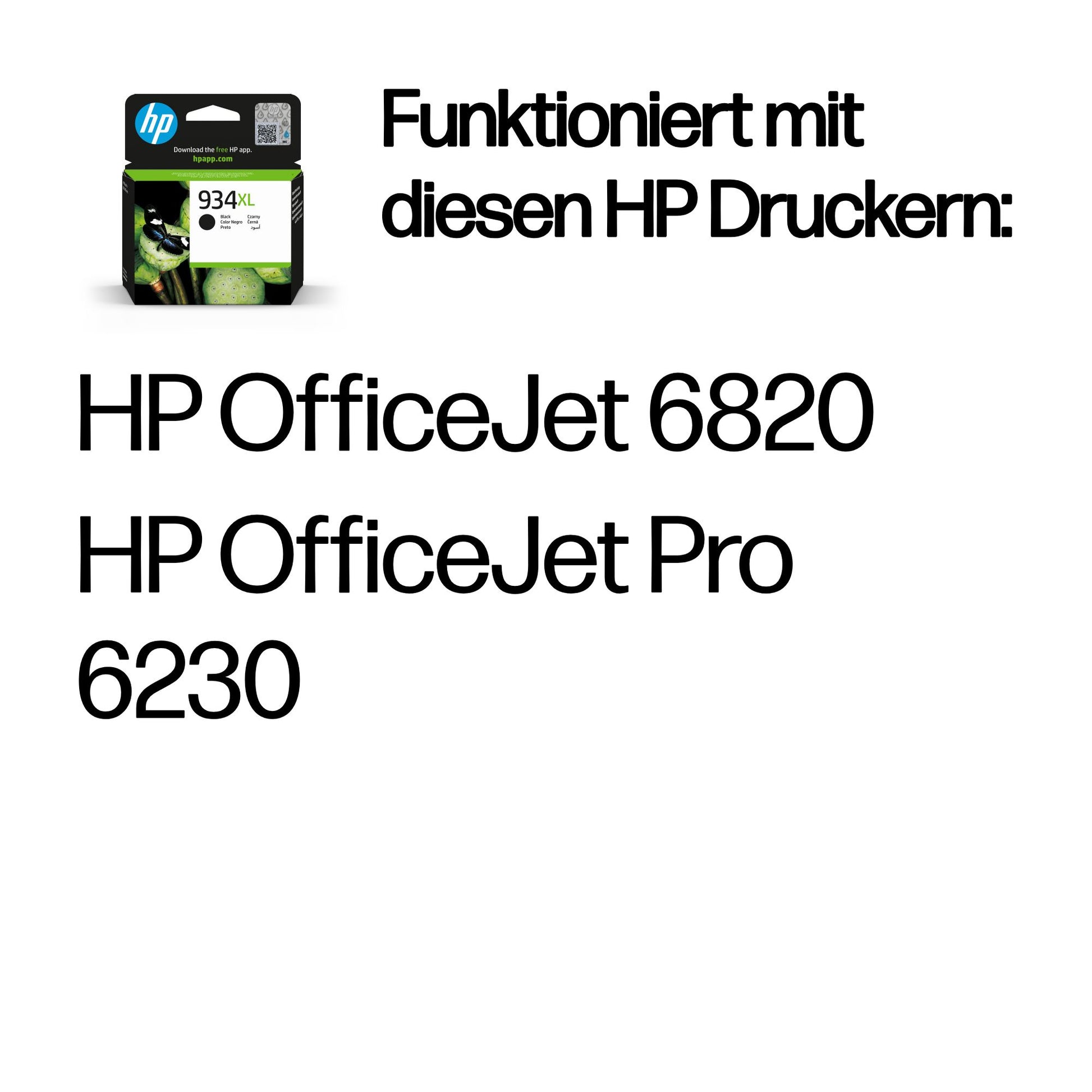HP 934XL Schwarz Tintenpatrone (Original) – 1000 Seiten – für HP OfficeJet 6820, OfficeJet Pro 6230 – C2P23AE