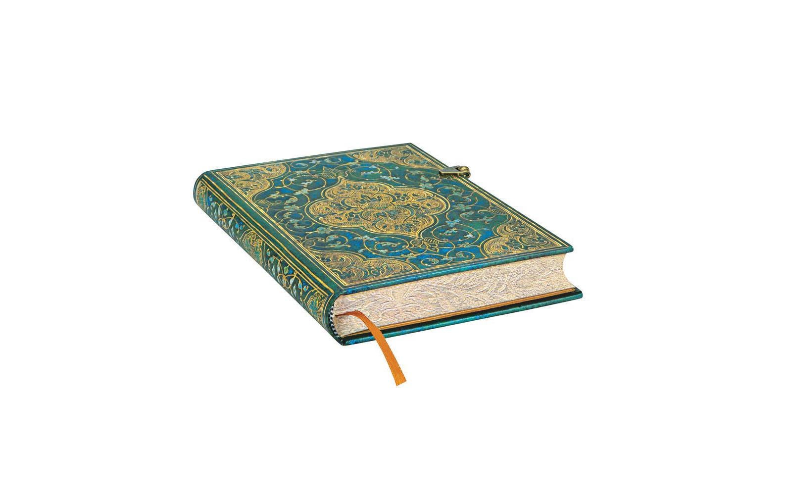 Paperblanks Notizbuch, 130 × 180 mm, liniert, Fadenheftung, Hardcover, 240 Seiten, 120 g/m² – türkis, Muster