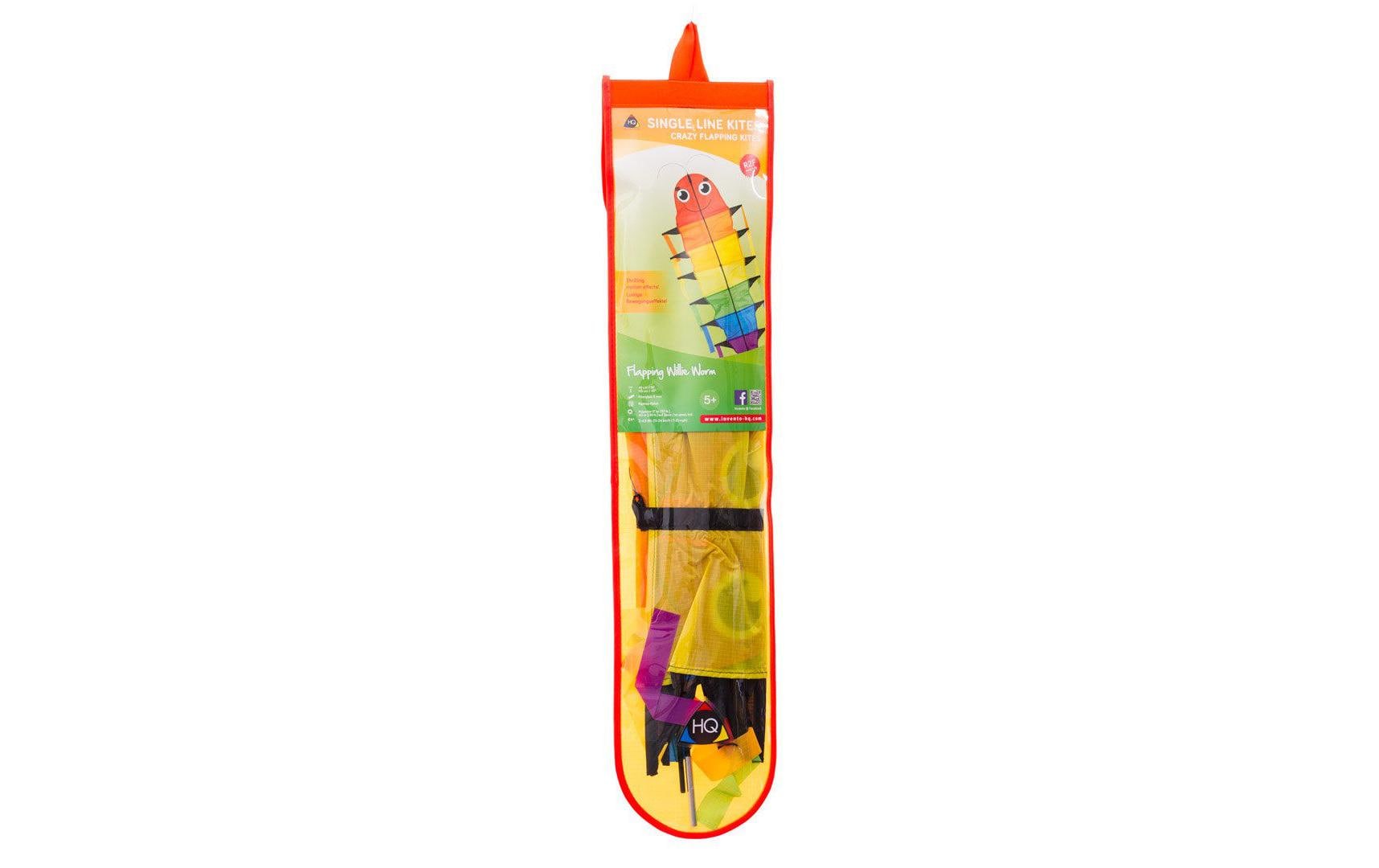 Invento Flapping Willie Worm Lenkdrachen – 48 × 115 cm – 60 m Schnur – ab 5 J. – mehrfarbig