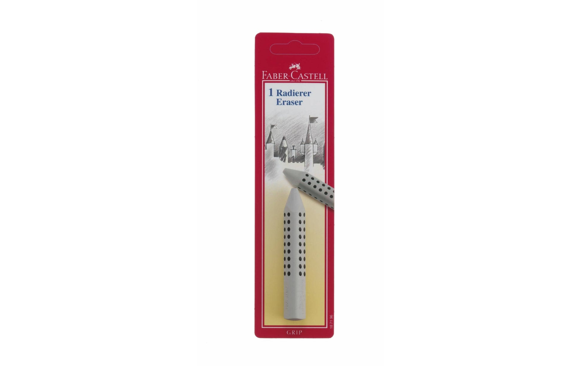 Faber-Castell Radierer Grip 2001 – für Blei- und Farbstifte – 90 × 14 × 14 mm – Kunststoff – grau