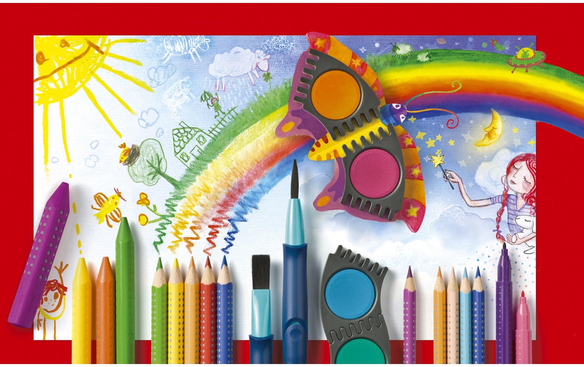 Faber-Castell Aquarellfarbstifte – 12 Farben, im Kartonetui, Ø 3 mm, dreikantig, FSC