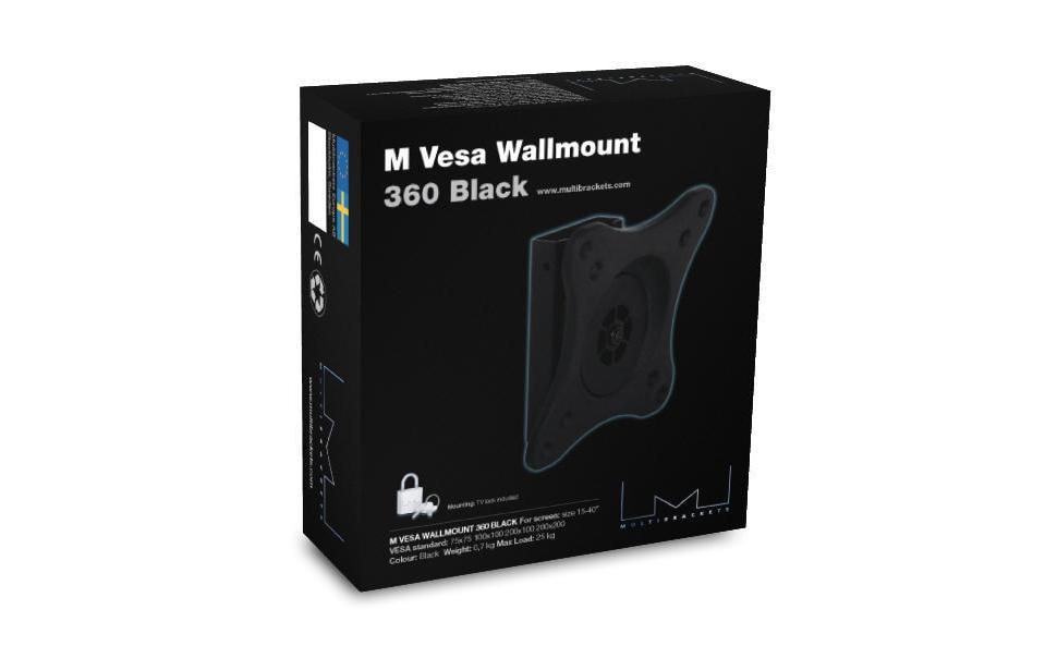 Multibrackets 3497 – Wandhalterung, drehbar, für 15″, VESA 100×100, bis 15 kg, schwarz