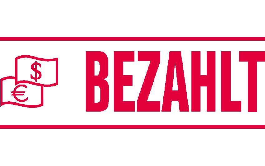 Trodat Printy 4911 – Selbstfärbender Wortstempel, Text Bezahlt, Deutsch – Abdruck 38 × 14 mm – rot