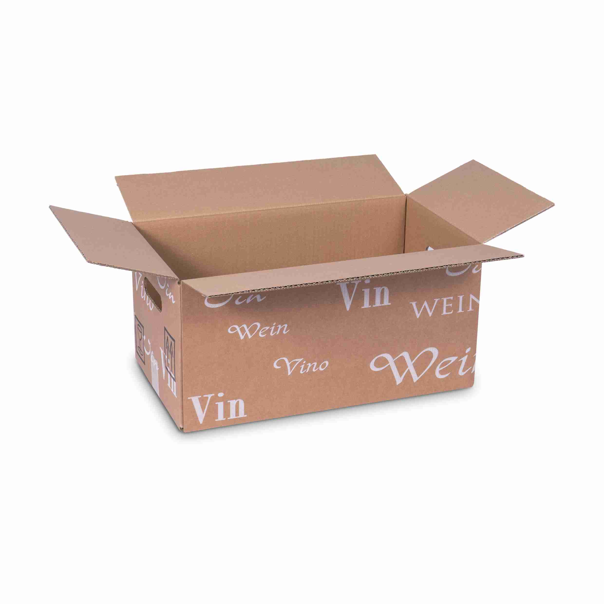 Model Trans-Scripto Weinversandkarton – für 12 × 0,75 l, max. 195 mm & Ø80 mm – 410 × 236 × 195 mm, braun – 1 Stk., ab 200 Stk.