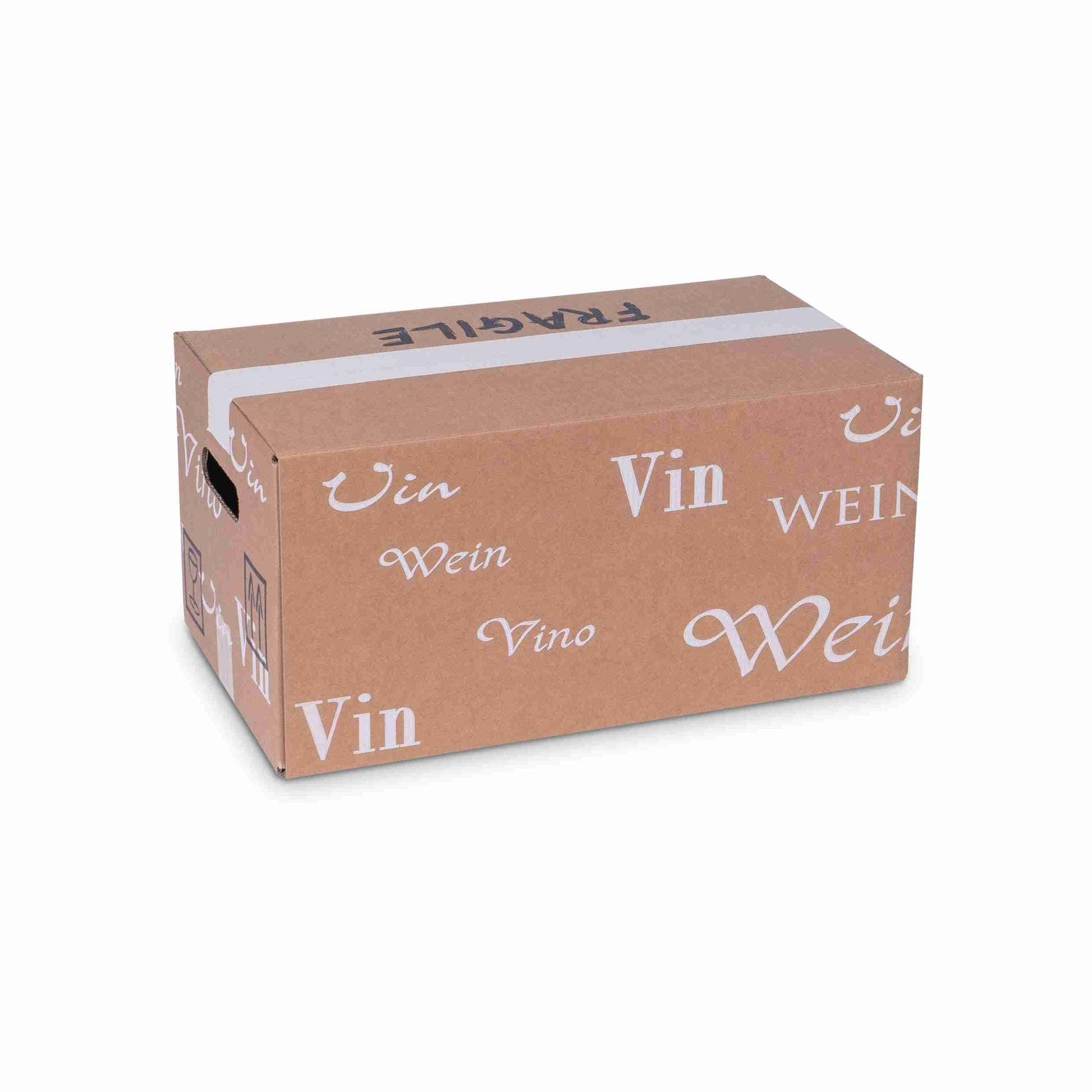 Model Trans-Scripto Weinversandkarton – für 12 × 0,75 l, max. 195 mm & Ø80 mm – 410 × 236 × 195 mm, braun – 1 Stk., ab 200 Stk.