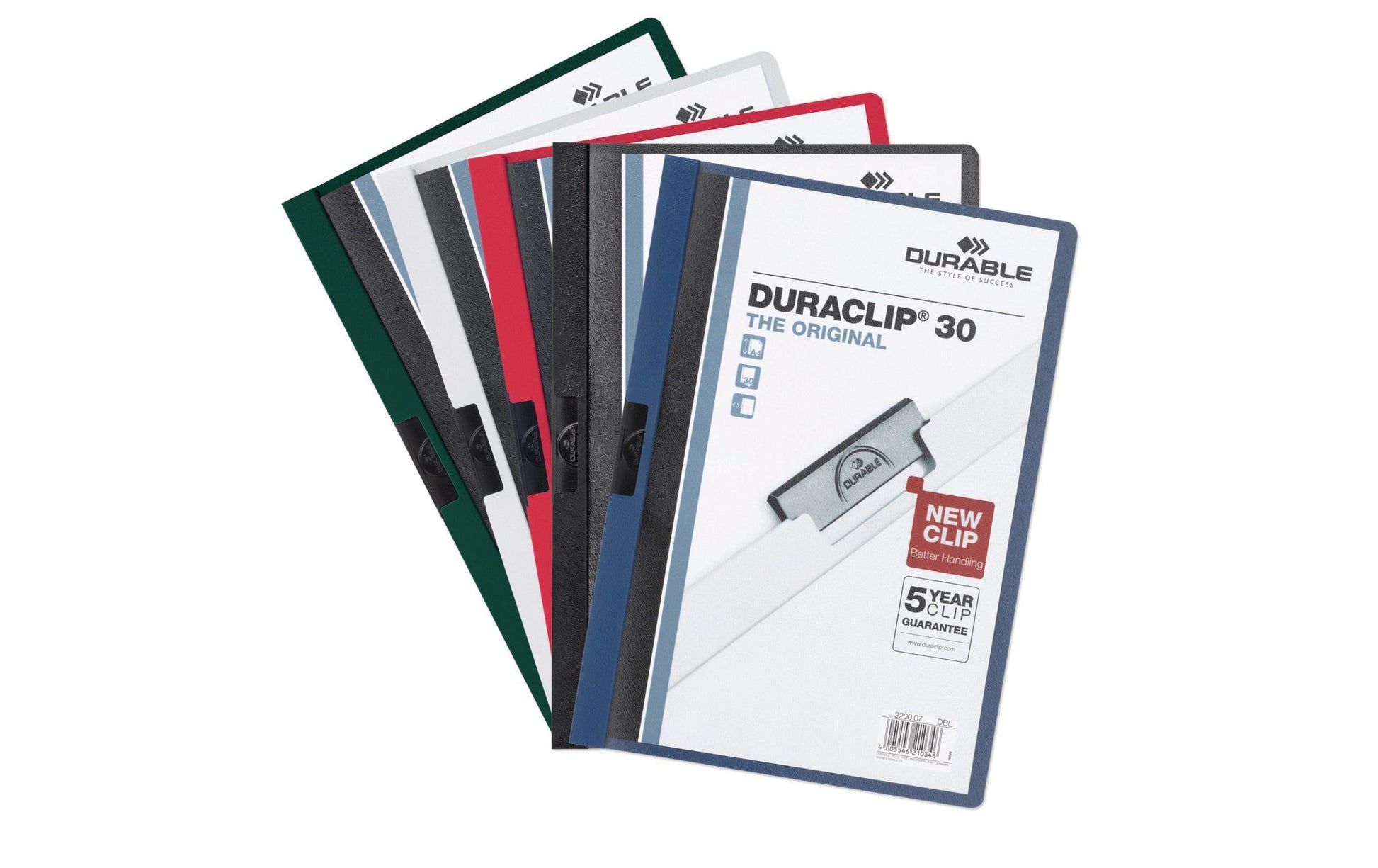 Durable Klemmhefter Duraclip 30, für A4 – Stahl – Blau, Pack à 30