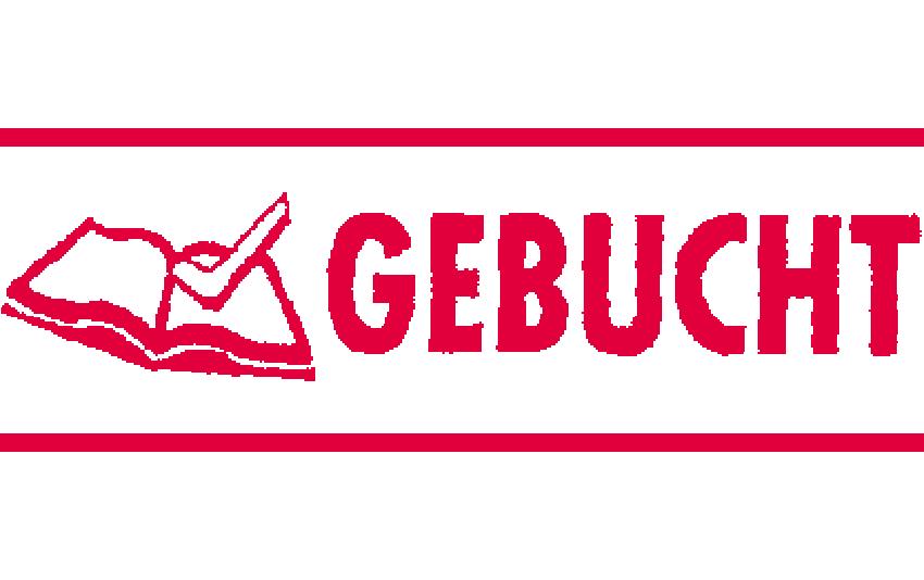 Trodat 4911 – Selbstfärbender Wortstempel, Text 'Gebucht', Deutsch – Abdruck 38 × 14 mm – rot