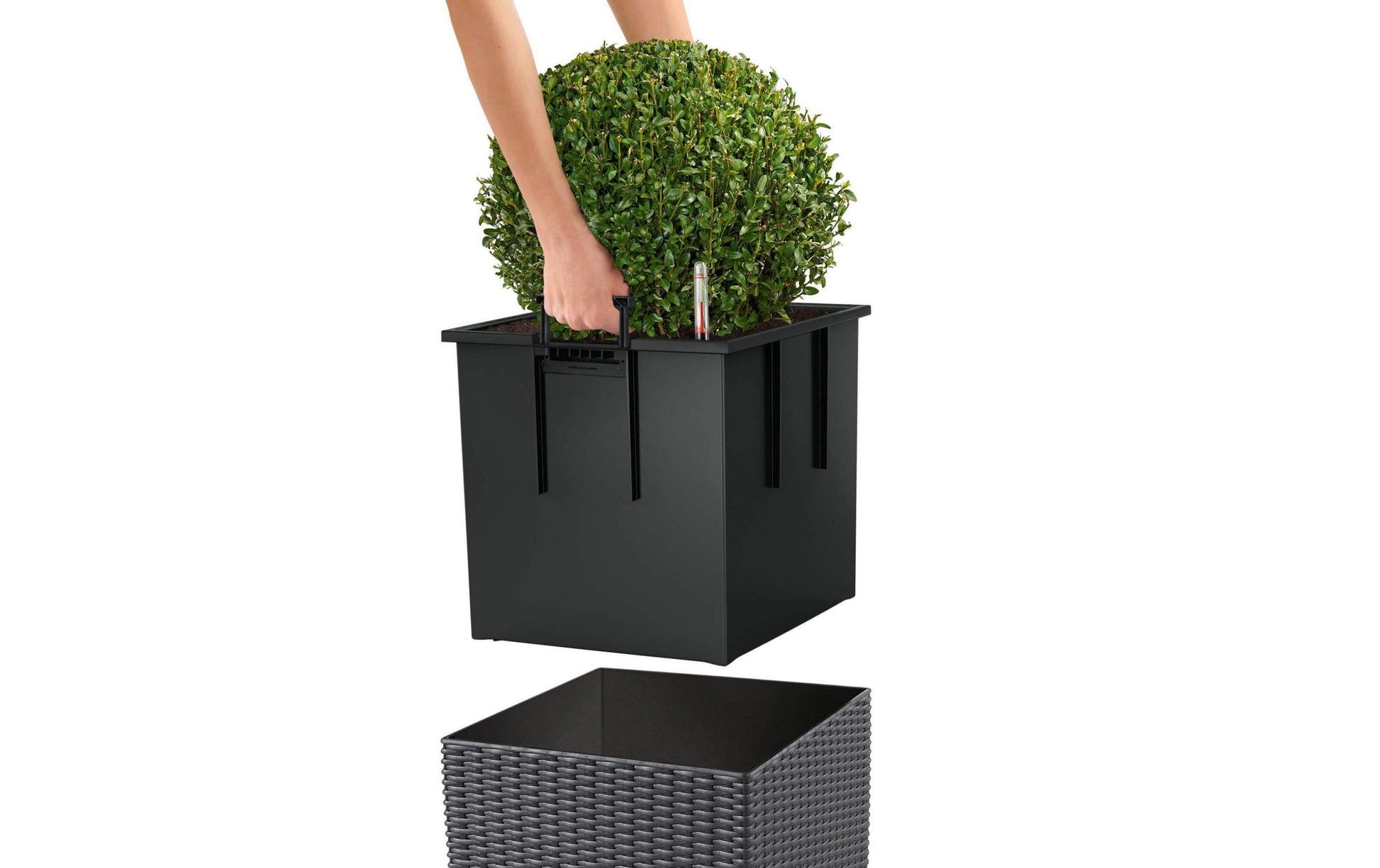 LECHUZA Cube Cottage Blumentopf – 30 × 30 × 30 cm, 12 l – Polypropylen, weiss