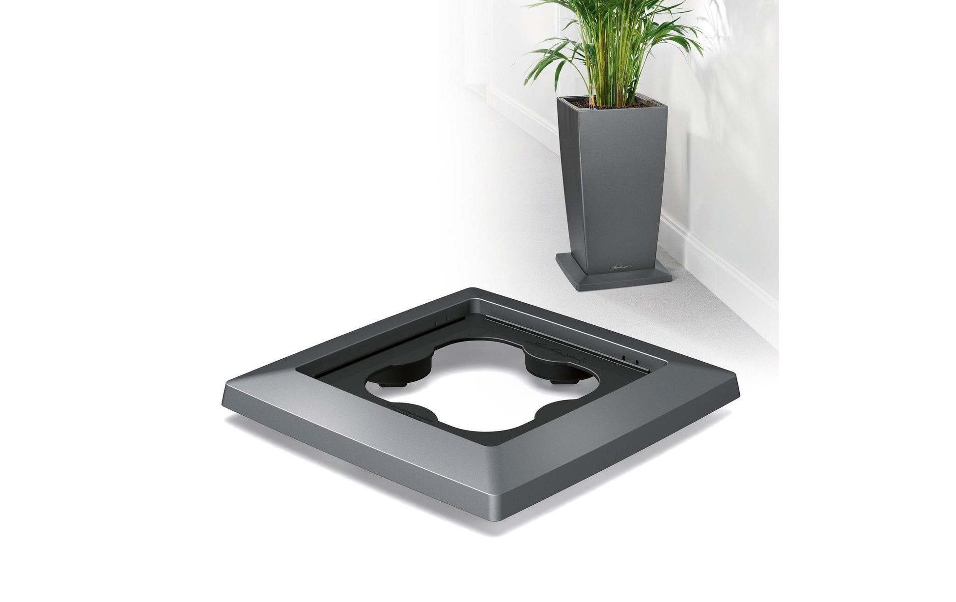 LECHUZA Blumenkübeluntersetzer – für Cubico 40 – Kunststoff, Anthrazit