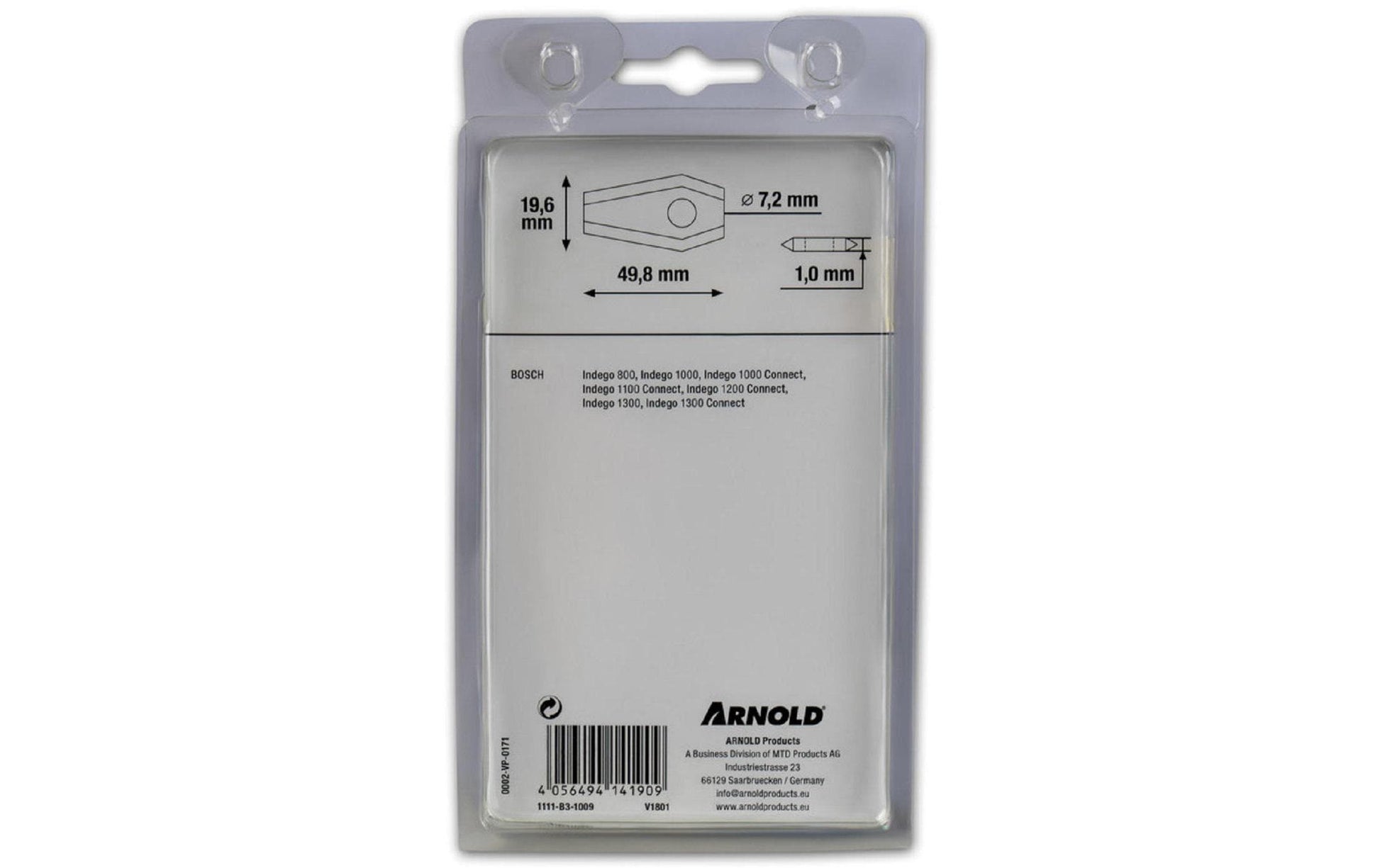 ARNOLD Ersatzmesser 49,8 × 19,6 × 1 mm Carbon, TiN – 9 Stk – für Bosch Indego 800, 1000, 1000 Connect und andere