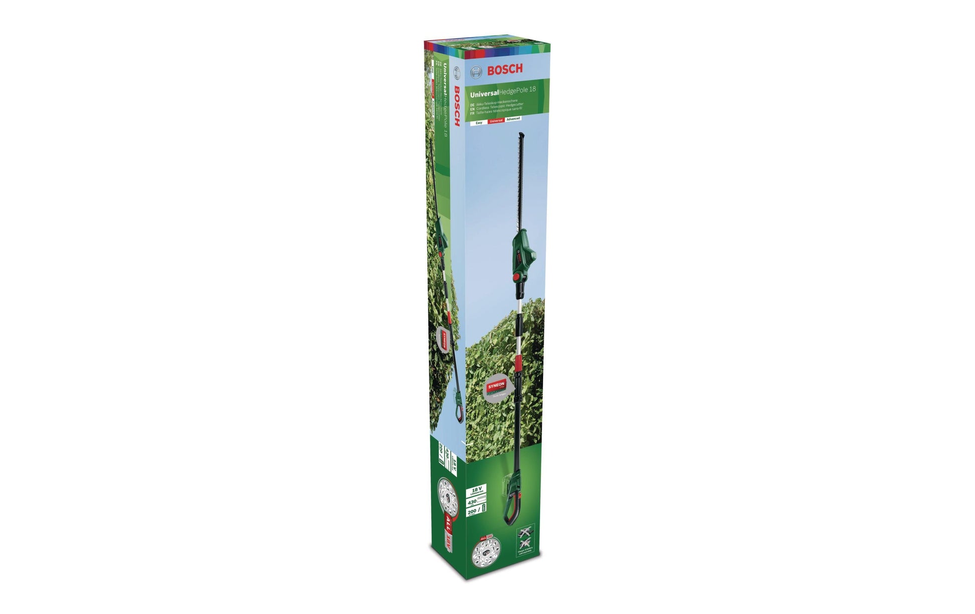 Bosch UniversalHedgePole 18 Akku-Teleskop-Heckenschere – 18 V – Schwertlänge 430 mm, Messerabstand 16 mm – Solo