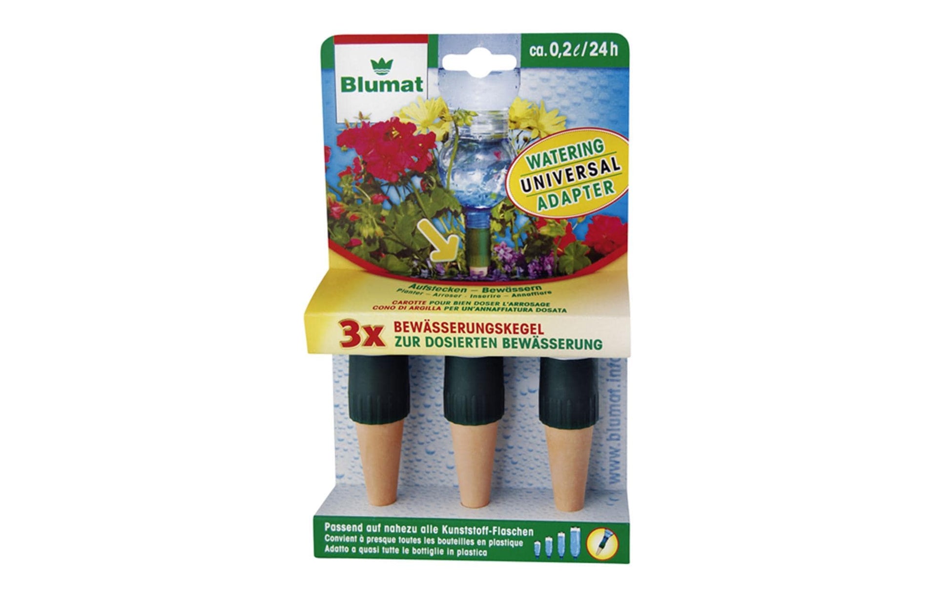 Blumat Flaschenadapter – für Flaschen 0,25–2,0 l – 3er-Pack