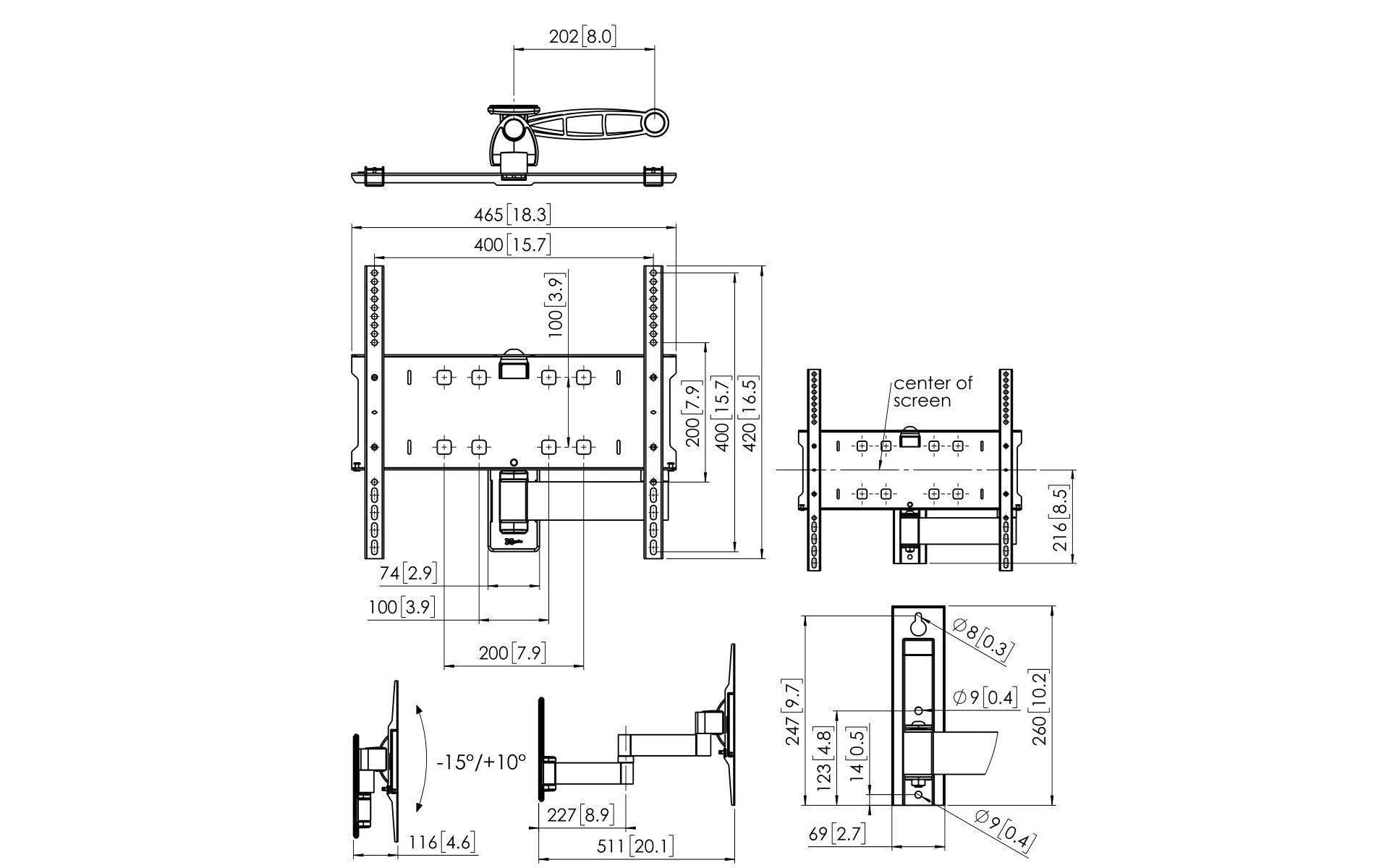 Vogel's Vogels 6VO PFW3040 – Wandhalterung, drehbar, neigbar, für 39–55", VESA 100×100–400×400, bis 35 kg, schwarz
