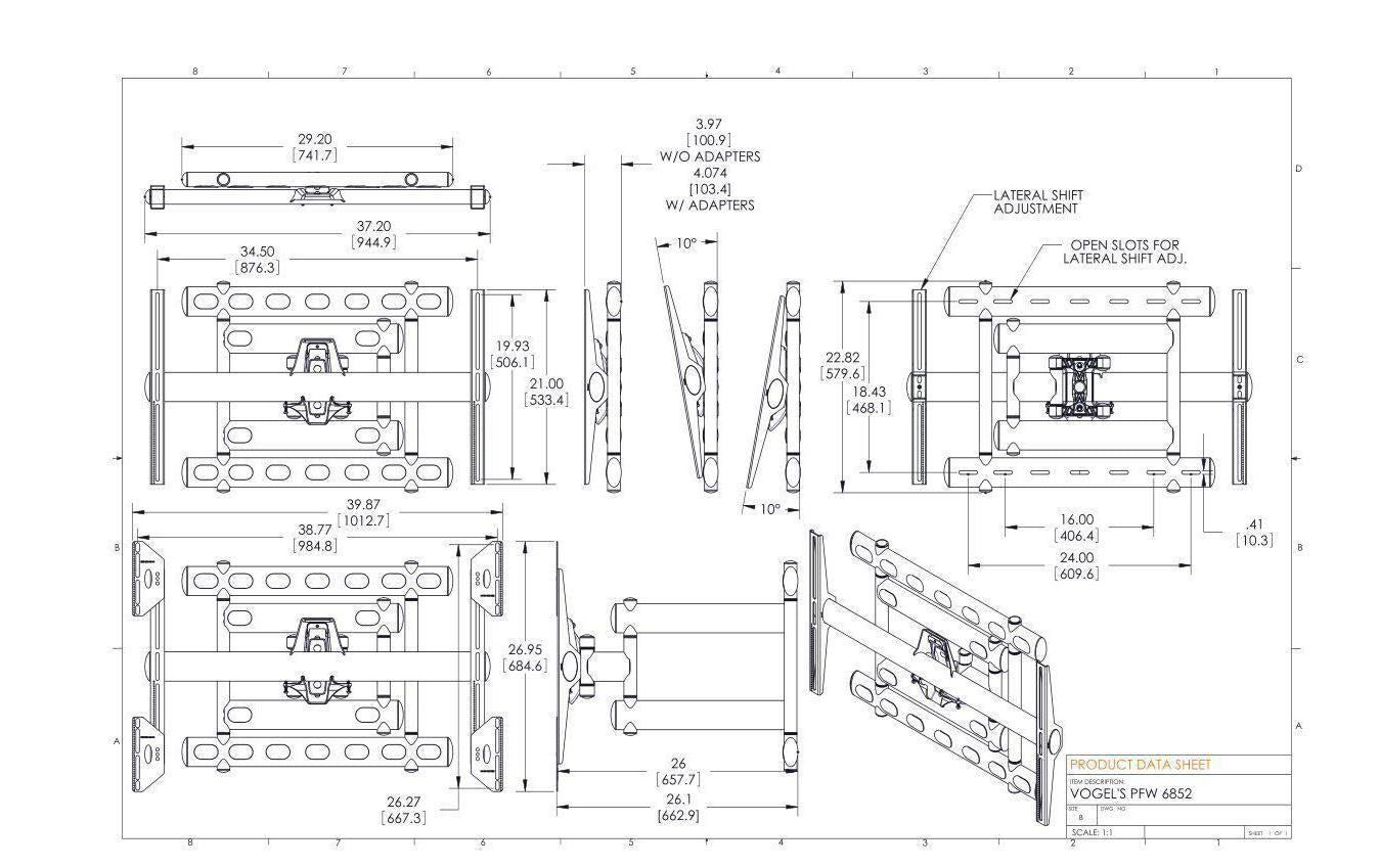 Vogel's Vogels 6VO PFW 6852 – Wandhalterung, neigbar, für 77", VESA 700×450, bis 136 kg, schwarz