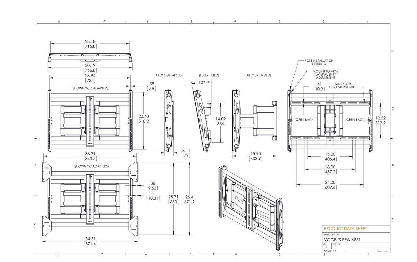 Vogel's Vogels 6VO PFW 6851 – Wandhalterung, neigbar, für 70", VESA 300×200, bis 80 kg, schwarz