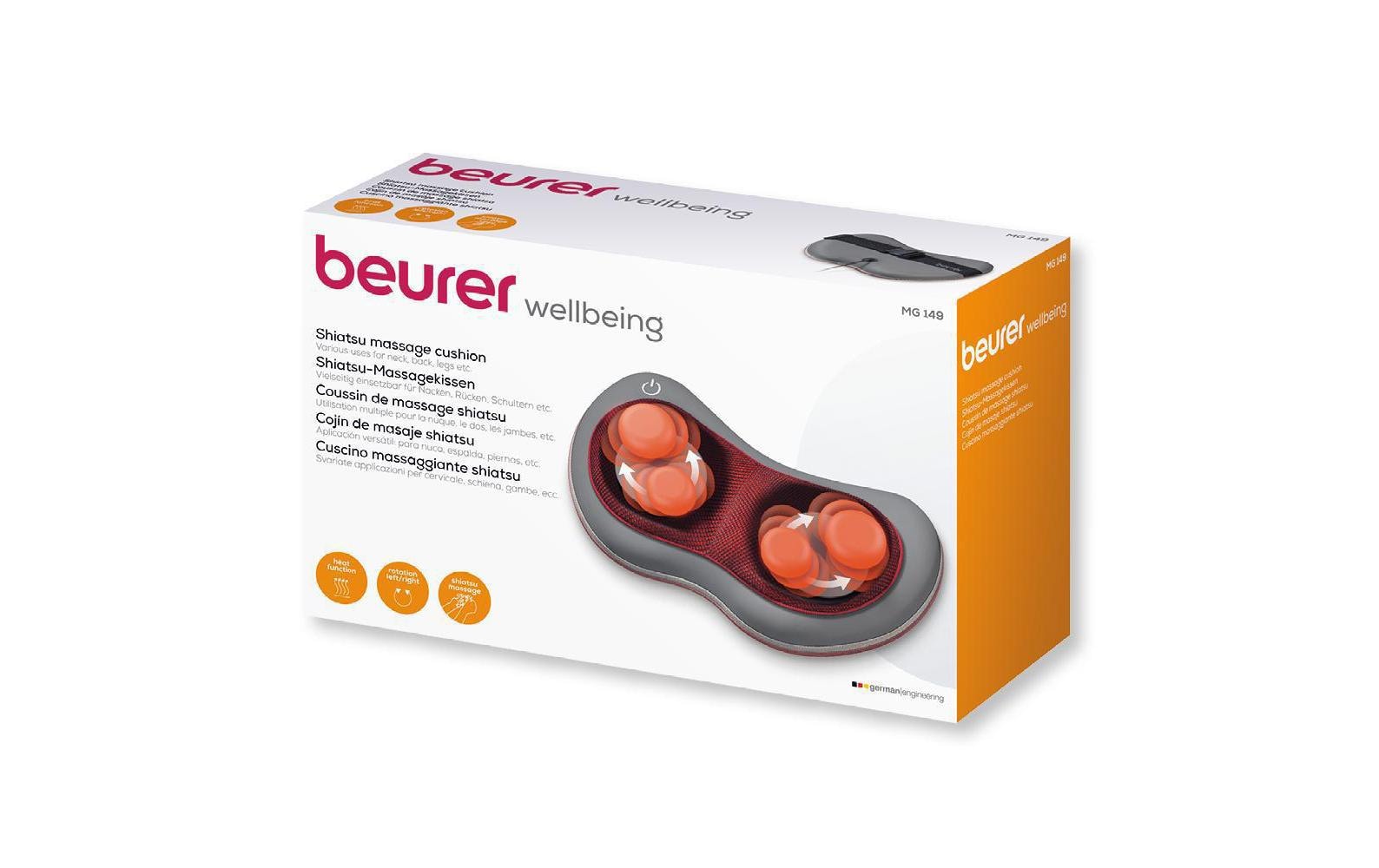 Beurer Massage-Kissen – Rot, Shiatsu, Wärmefunktion, Vibrationsfunktion
