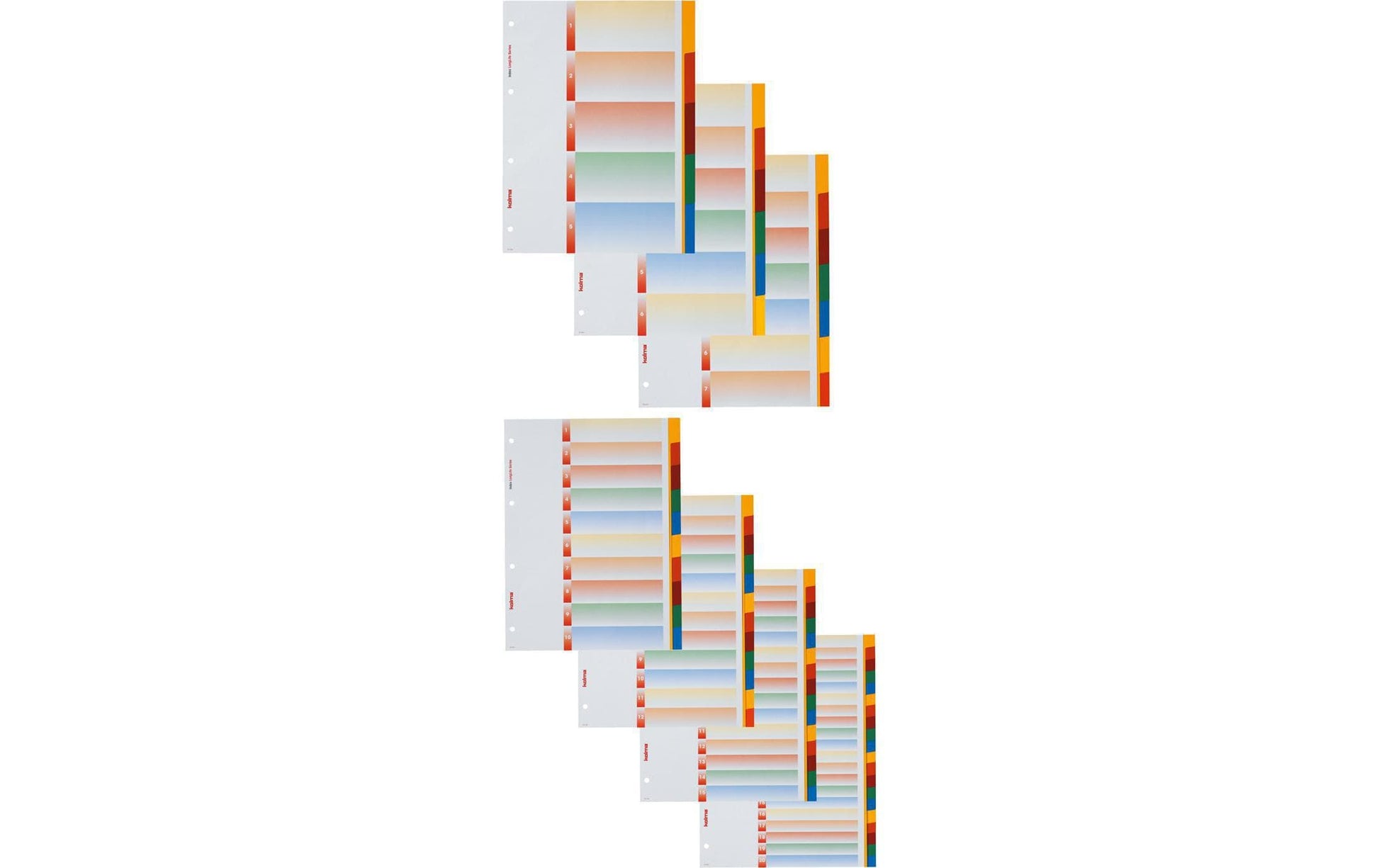 Kolma Register – A4, 5-teilig, PVC, farbig, unbedruckt, Indexblatt, 4-fach Lochung