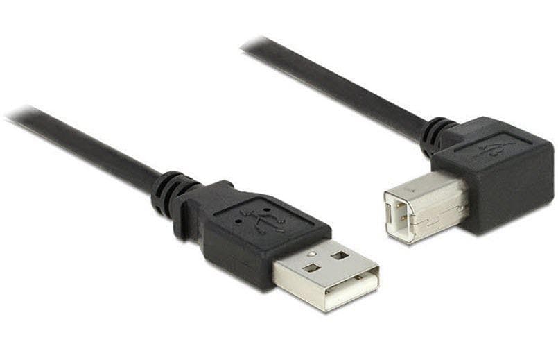DeLOCK USB-A auf USB-B Kabel – USB 2.0 (480 Mbit/s) – 3 m – Abgewinkelt – Schwarz