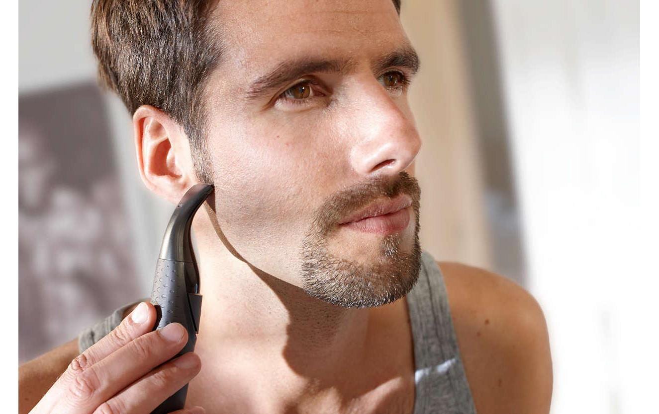 Philips Bartstyler Multigroom MG1100 – 4 Längeneinstellungen, 1–5 mm Schnittlänge, waschbar – Schwarz/Rot