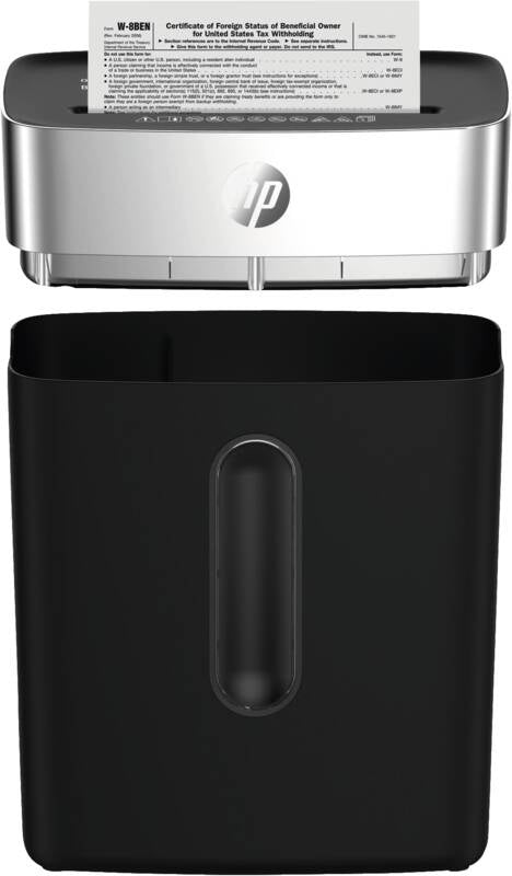 HP Oneshred 8Cc Aktenvernichter – Partikelschnitt, P-5, 5 mm, 8 Blatt, 22,55 l, Kreditkarten