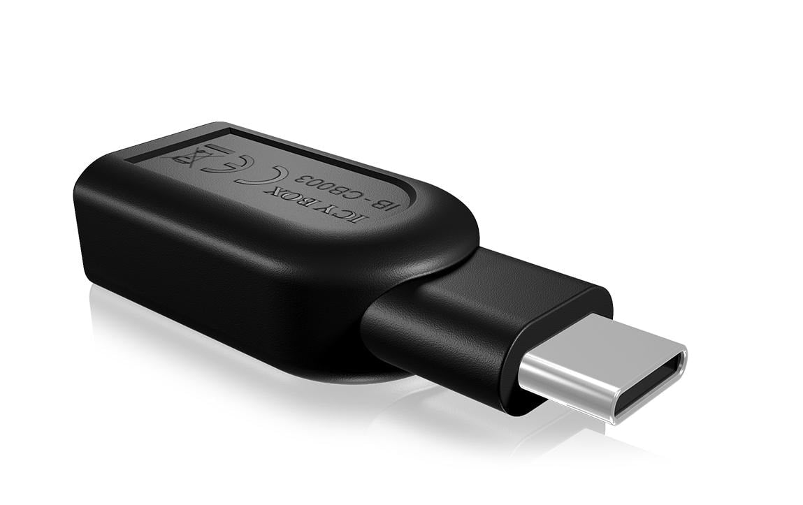 ICY BOX IB-CB005 Adapter USB-C zu USB-A – USB 3.2 Gen 1 (5 Gbit/s), Plug & Play, für Windows & Mac – Schwarz